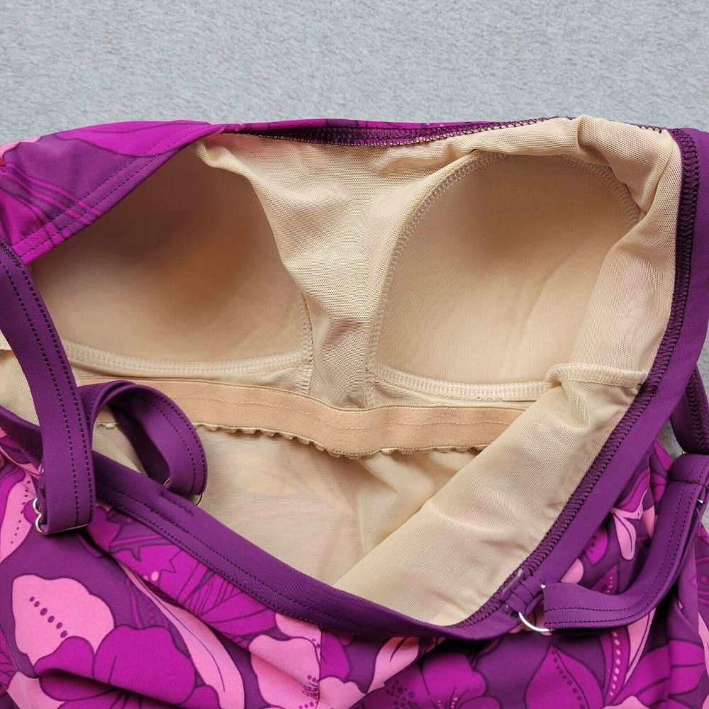 L.L. Bean Purple and Pink Floral One-Piece Swimsuit - Picture 3 of 10